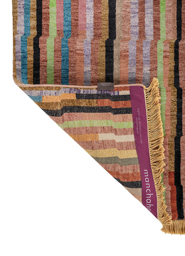 manchaha pink and purple wool and bamboo silk hand knotted Rug - Backing Shot manchaha pink and purple wool and bamboo silk hand knotted Rug - Backing Shot