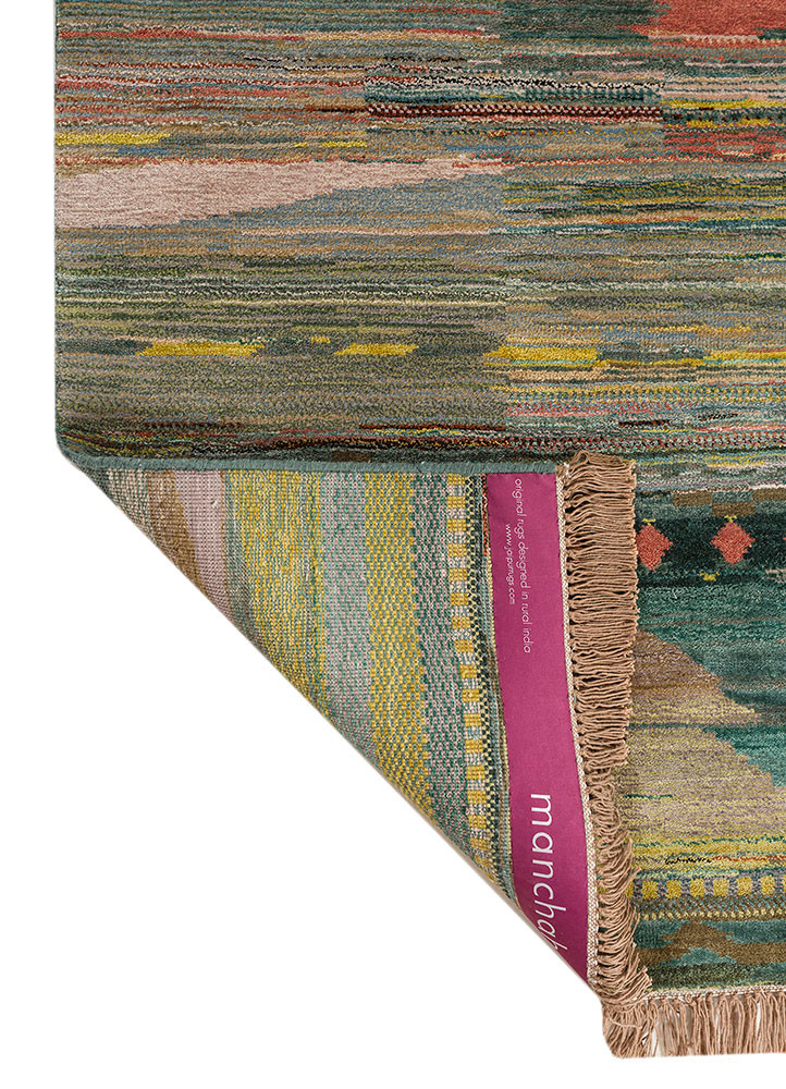 manchaha green wool and bamboo silk hand knotted Rug - Backing Shot manchaha green wool and bamboo silk hand knotted Rug - Backing Shot