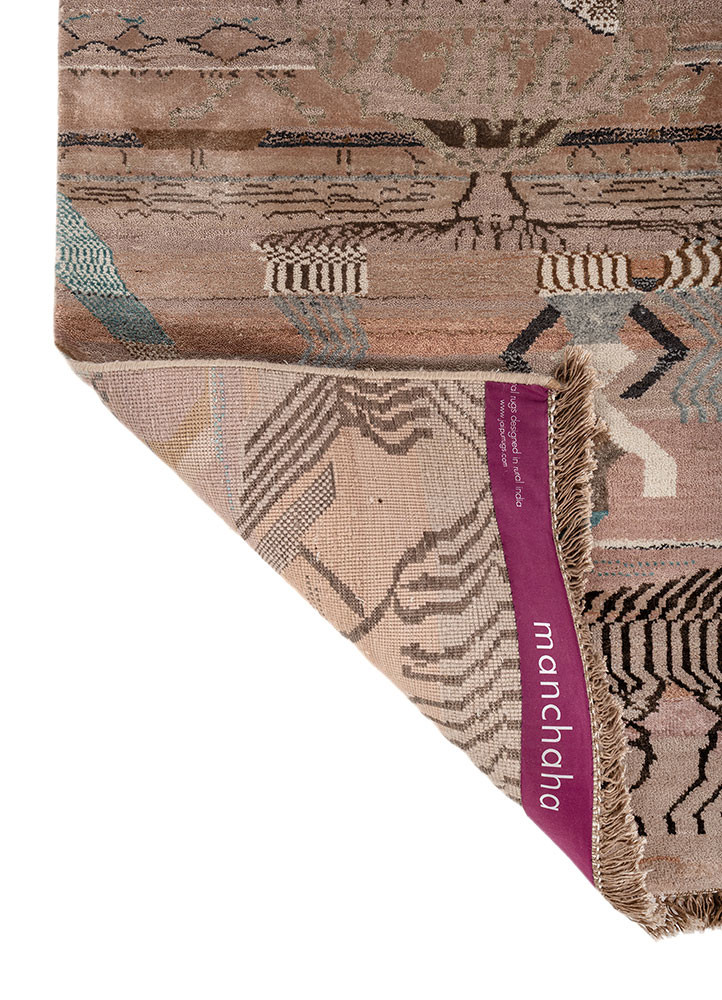 manchaha red and orange wool and bamboo silk hand knotted Rug - Backing Shot manchaha red and orange wool and bamboo silk hand knotted Rug - Backing Shot