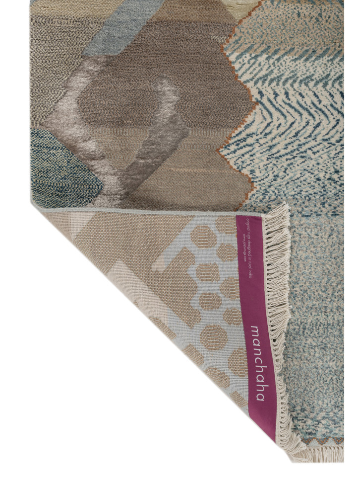 manchaha blue wool and bamboo silk hand knotted Rug - Backing Shot manchaha blue wool and bamboo silk hand knotted Rug - Backing Shot