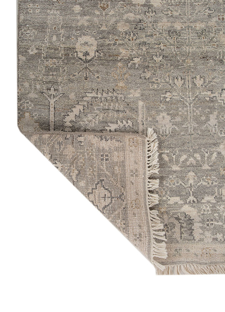 erbe grey and black wool hand knotted Rug - Backing Shot