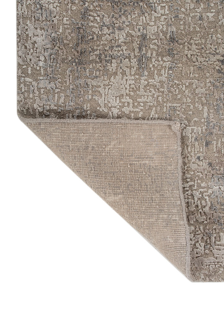 uvenuti grey and black wool and bamboo silk hand knotted Rug - Backing Shot