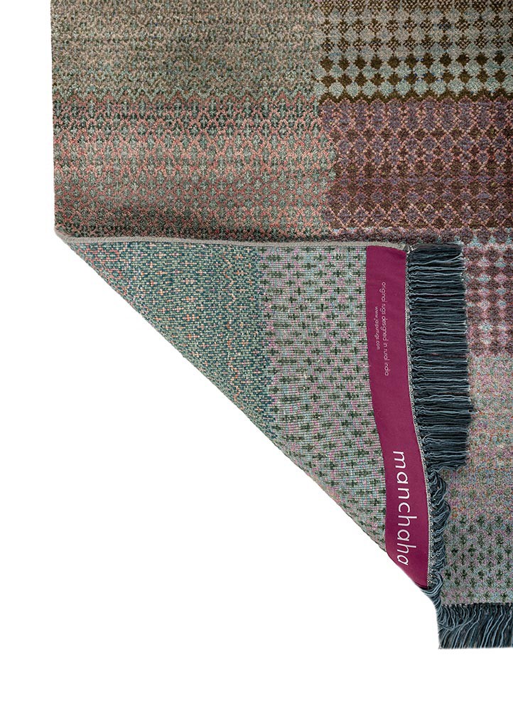 kavi x manchaha green wool hand knotted Rug - Backing Shot kavi x manchaha green wool hand knotted Rug - Backing Shot