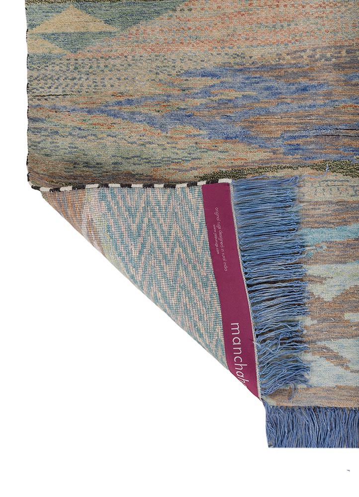 kavi x freedom manchaha pink and purple wool hand knotted Rug - Backing Shot