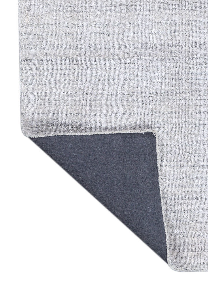 basis grey and black wool and viscose hand loom Rug - Backing Shot