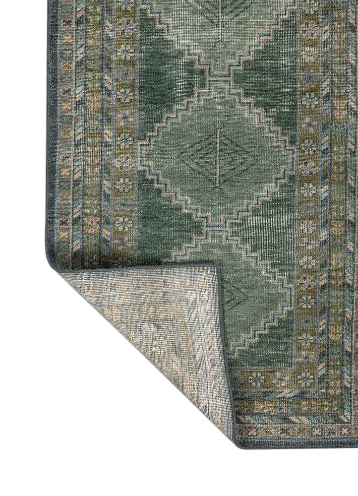 erbe green wool hand knotted Rug - Backing Shot erbe green wool hand knotted Rug - Backing Shot