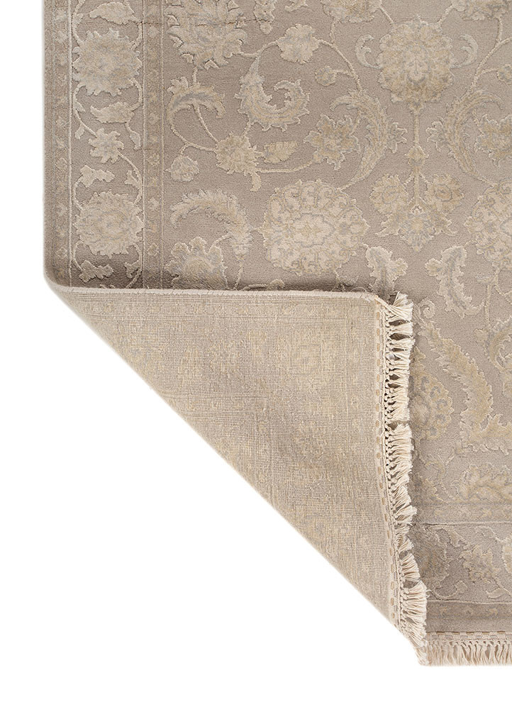 aurora grey and black wool and silk hand knotted Rug - Backing Shot