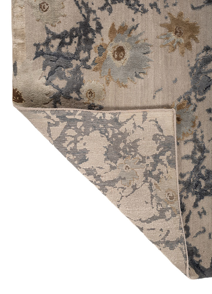 far east ivory wool and silk hand knotted Rug - Backing Shot far east ivory wool and silk hand knotted Rug - Backing Shot
