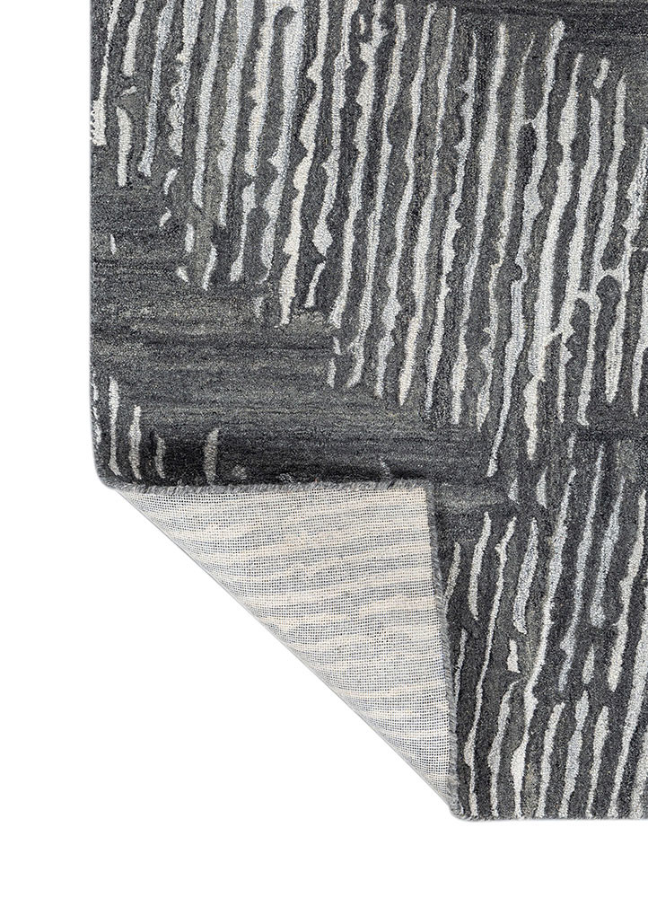 pathways grey and black wool hand tufted Rug - Backing Shot pathways grey and black wool hand tufted Rug - Backing Shot