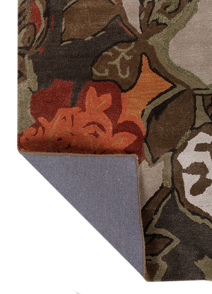 hacienda beige and brown wool and viscose hand tufted Rug - Backing Shot