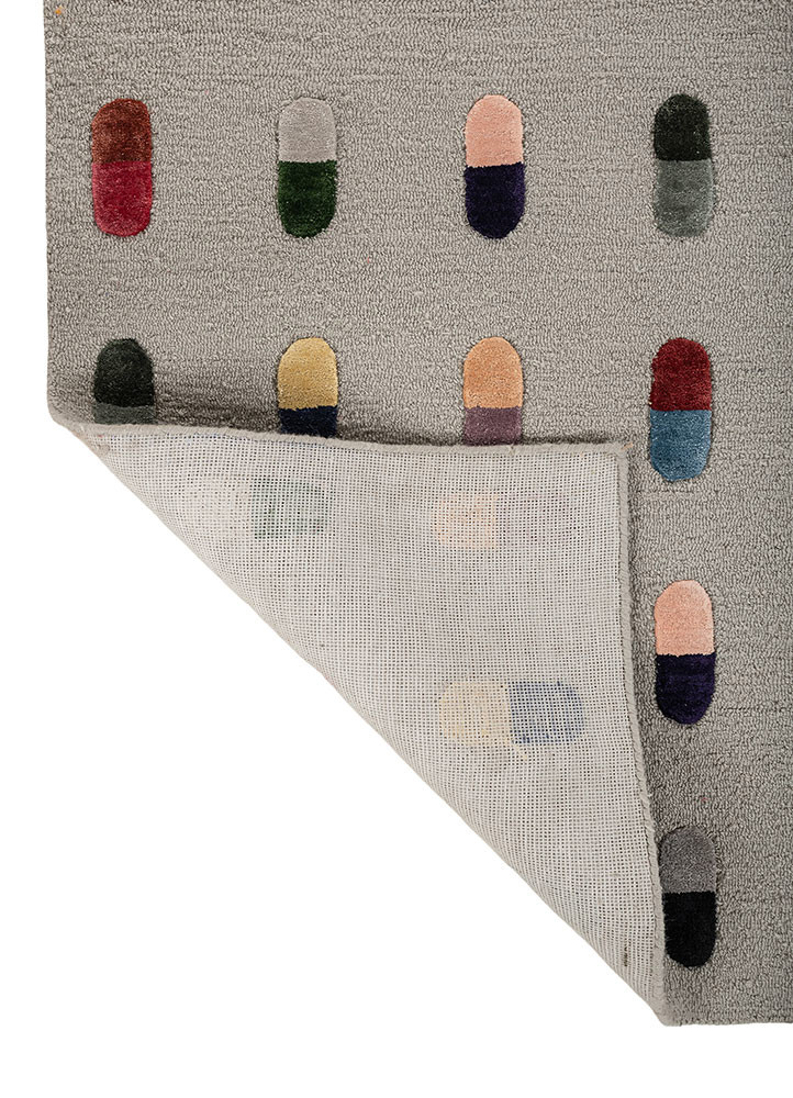 placebo blue wool and viscose hand tufted Rug - Backing Shot placebo blue wool and viscose hand tufted Rug - Backing Shot