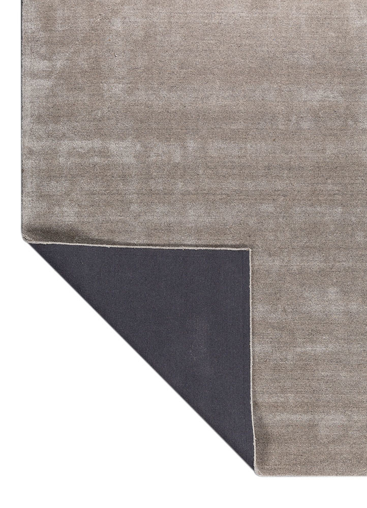 basis grey and black wool and viscose hand loom Rug - Backing Shot
