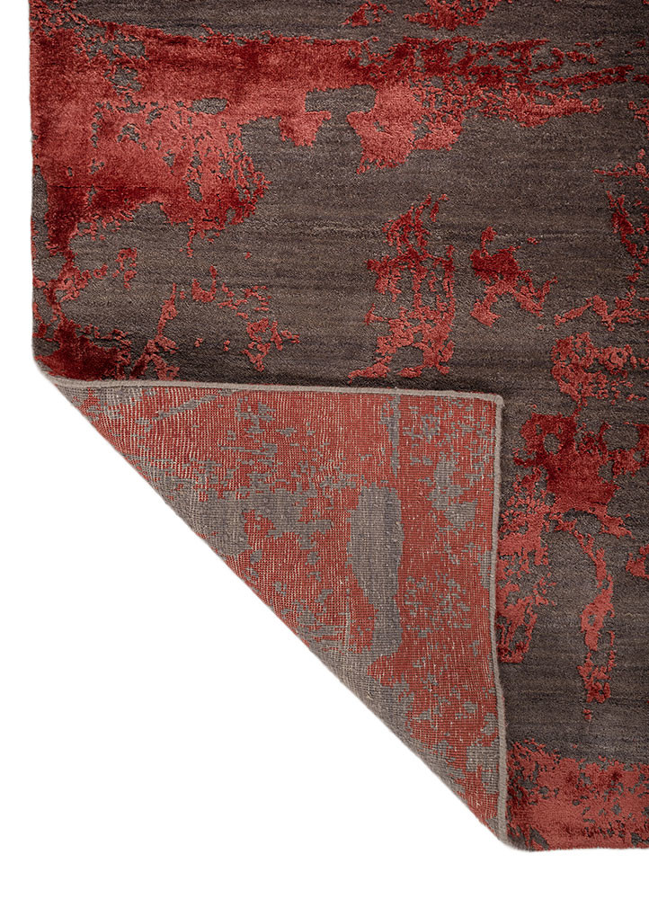 project error by kavi red and orange wool and bamboo silk hand knotted Rug - Backing Shot project error by kavi red and orange wool and bamboo silk hand knotted Rug - Backing Shot