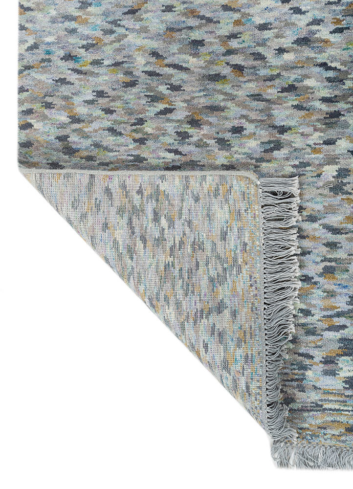 kavi x manchaha blue wool hand knotted Rug - Backing Shot
