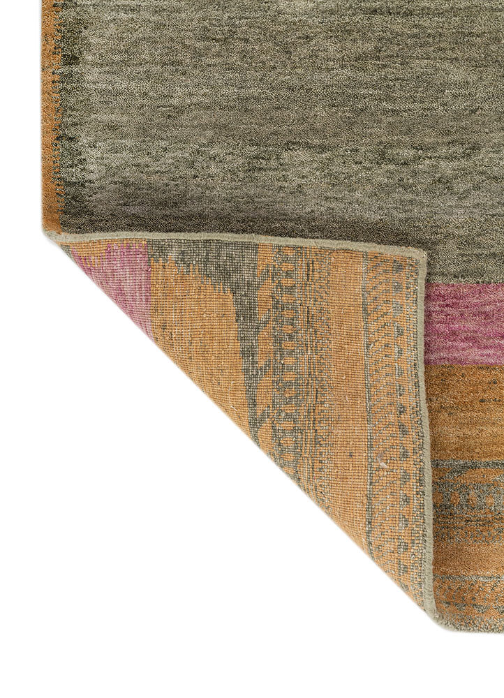 kavi x manchaha green wool hand knotted Rug - Backing Shot