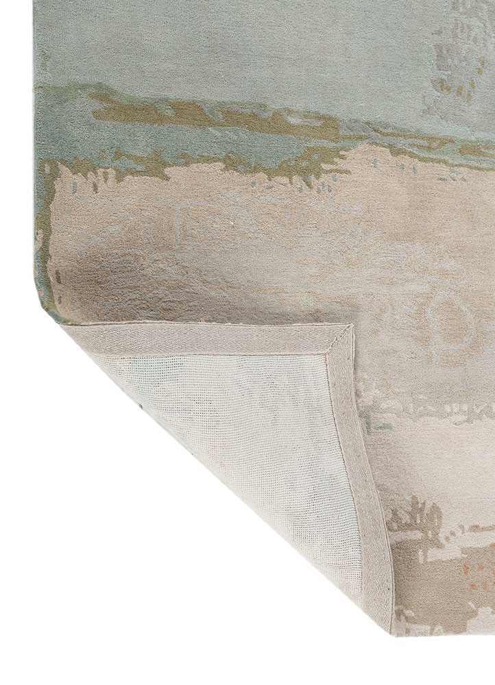 genesis blue wool hand tufted Rug - Backing Shot