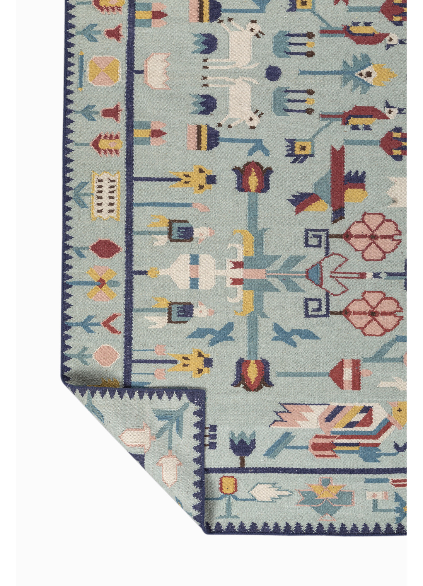 Bedouin Blue Flat Weaves Wool Rugs-Adwl-23013-Jaipur Rugs US