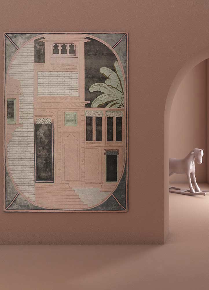 jaipur wunderkammer red and orange wool and bamboo silk hand knotted Rug - Old Rander