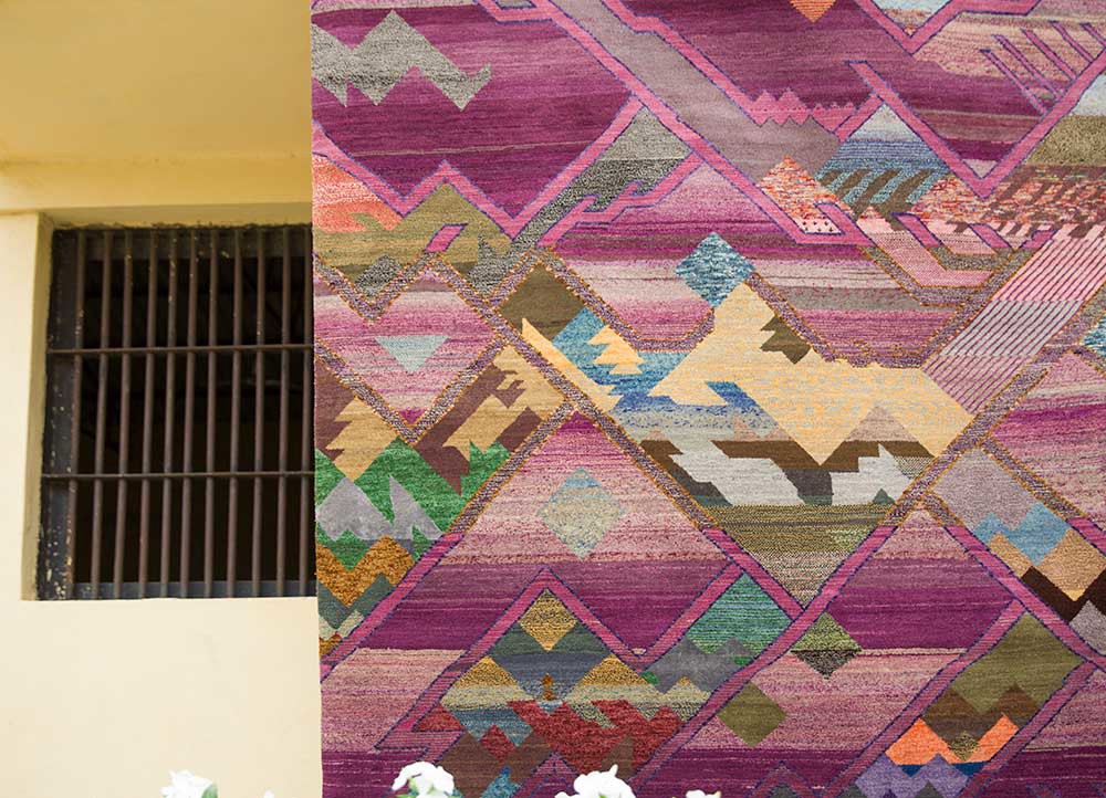 freedom manchaha pink and purple wool and bamboo silk hand knotted Rug - Old Rander