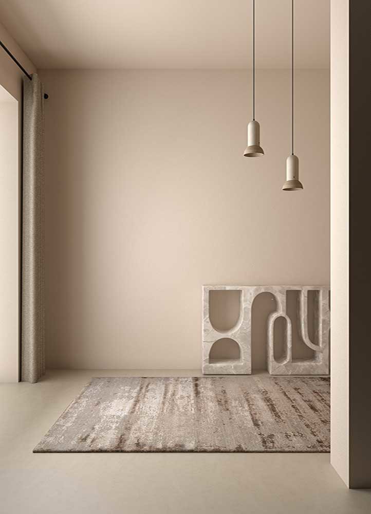 uvenuti ivory wool and bamboo silk hand knotted Rug - Old Rander