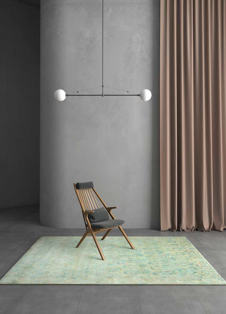 free verse by kavi green wool and silk hand knotted Rug - Old Rander free verse by kavi green wool and silk hand knotted Rug - Old Rander