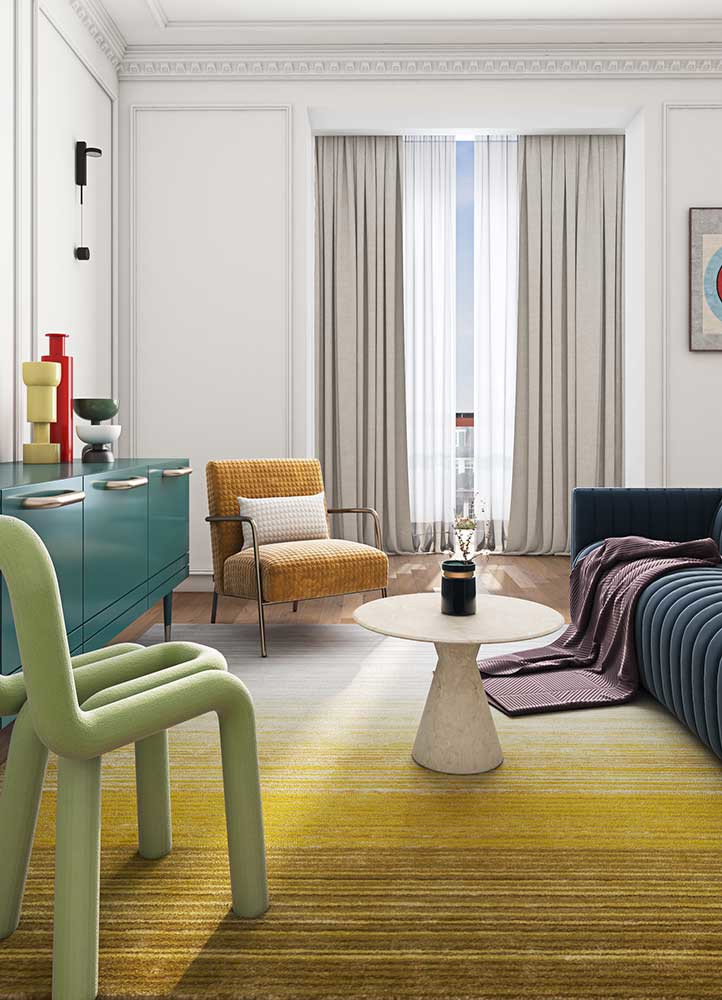 white noise gold wool and viscose hand tufted Rug - Old Rander